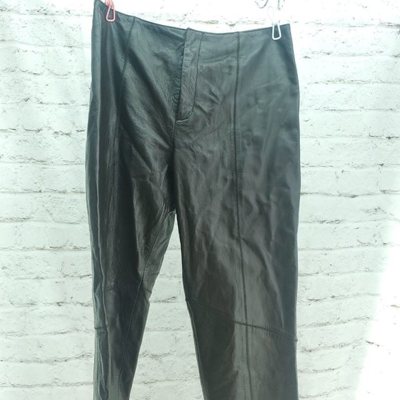 Nine West Womens Dark Brown Straight Leg Leather Moto Riding Pants Size 30 - Picture 4 of 12